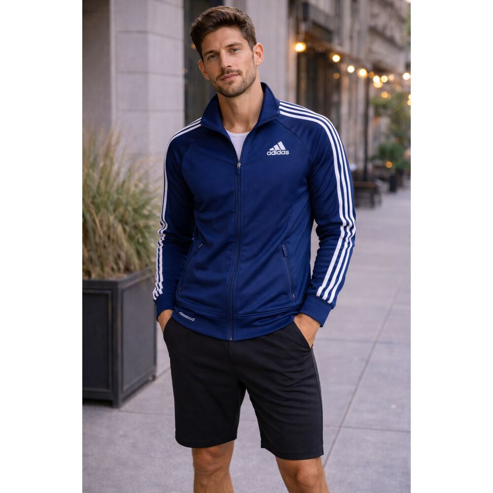 Adidas Climacool Track Jacket Small 3 Stripe Athletic Zip Up Running Athleisure